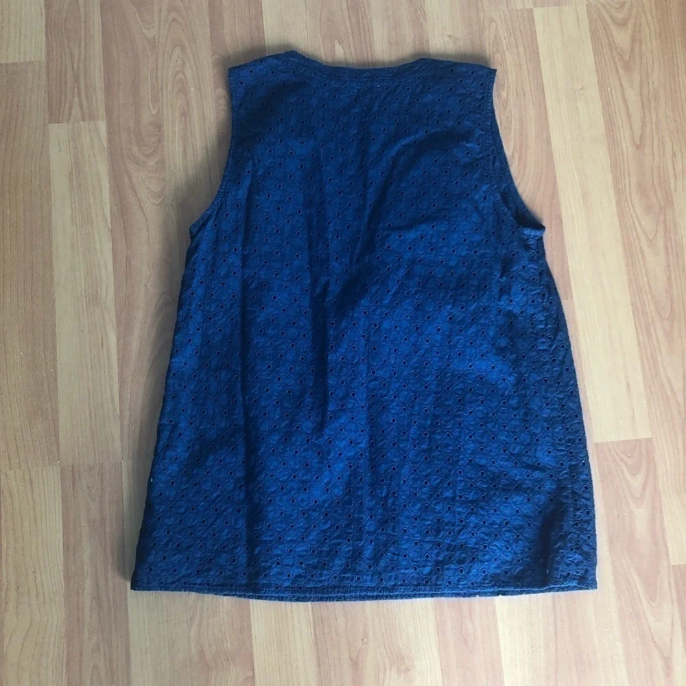 J. Crew Circles Eyelet Top on Navy Blue Top